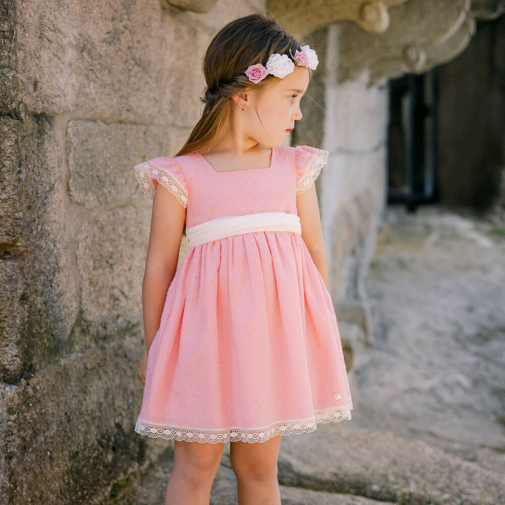 PAZ Rodríguez-Girls Elegant Pink Plumeti Dress | Childrensalon Outlet