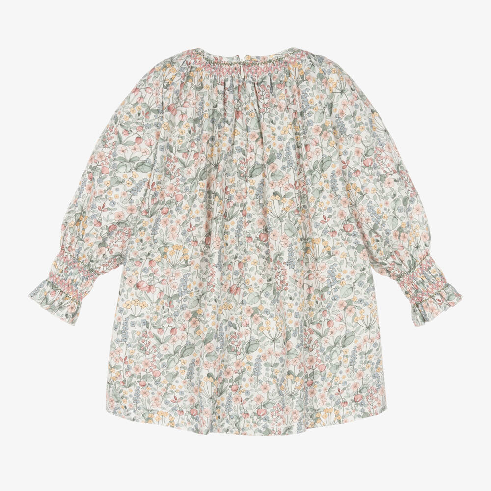 PAZ Rodríguez-فستان تطريز سموك قطن لون أخضر | Childrensalon Outlet