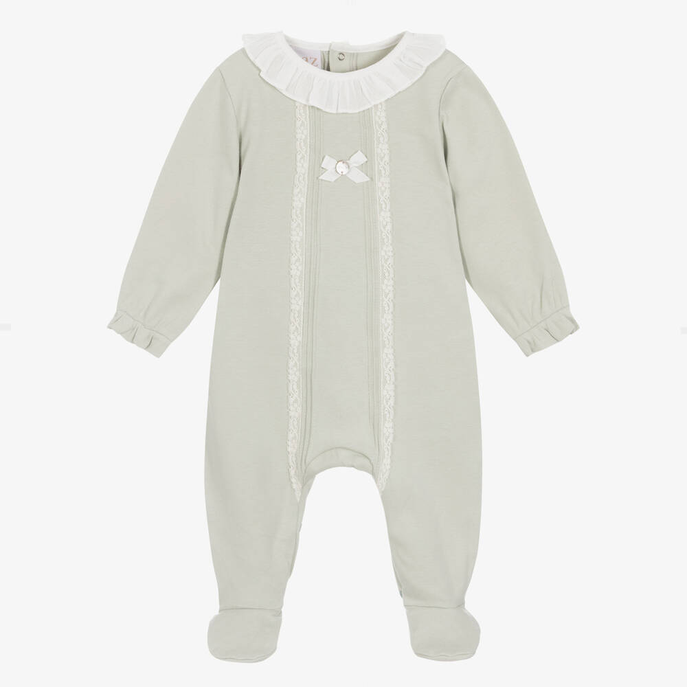 Paz Rodríguez - Girls Green Cotton Babygrow | Childrensalon