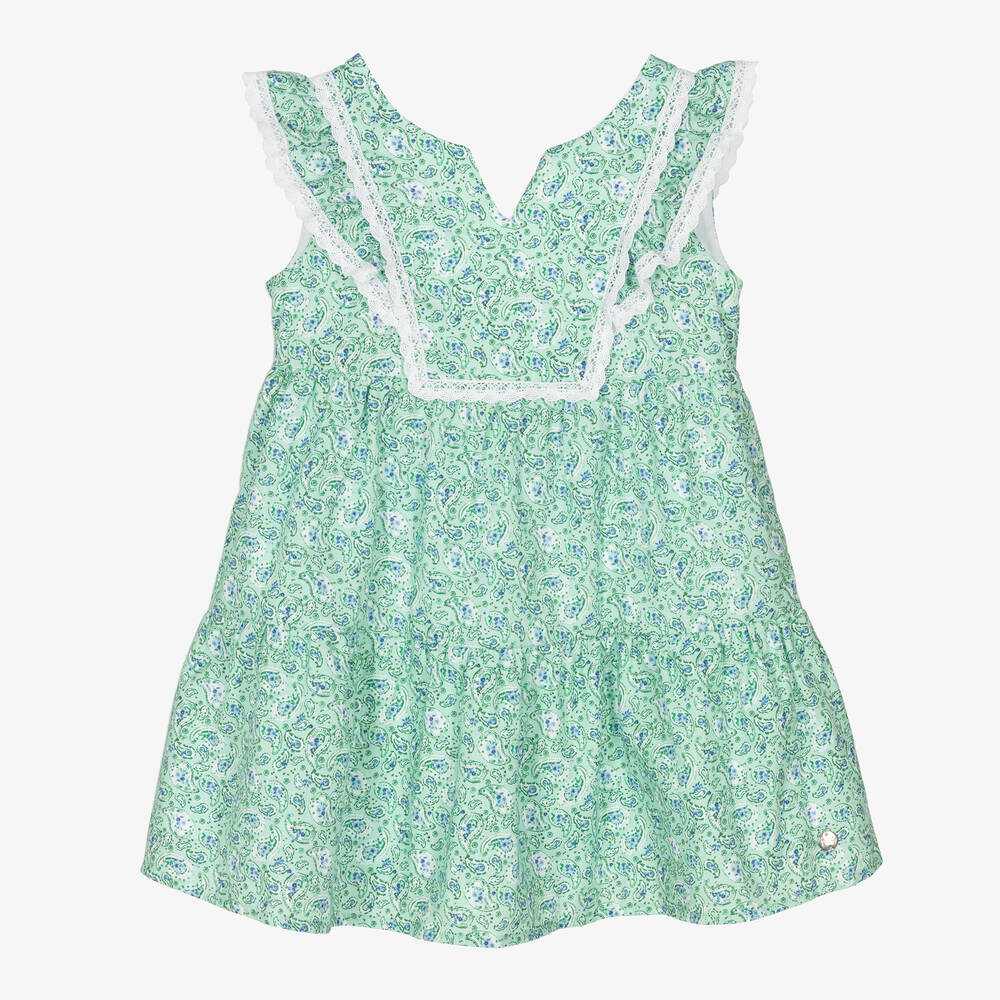 Paz Rodríguez - Girls Green Cotton Paisley Dress | Childrensalon
