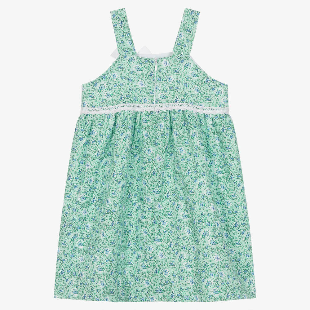 PAZ Rodríguez-Зеленое хлопковое платье с узором пейсли | Childrensalon Outlet