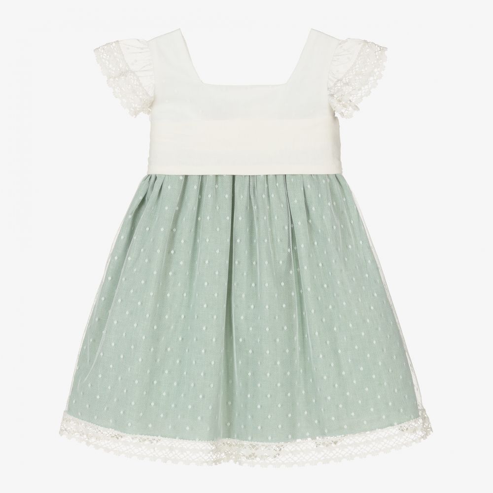 Paz Rodríguez - Kleid in Grün und Elfenbein (M) | Childrensalon
