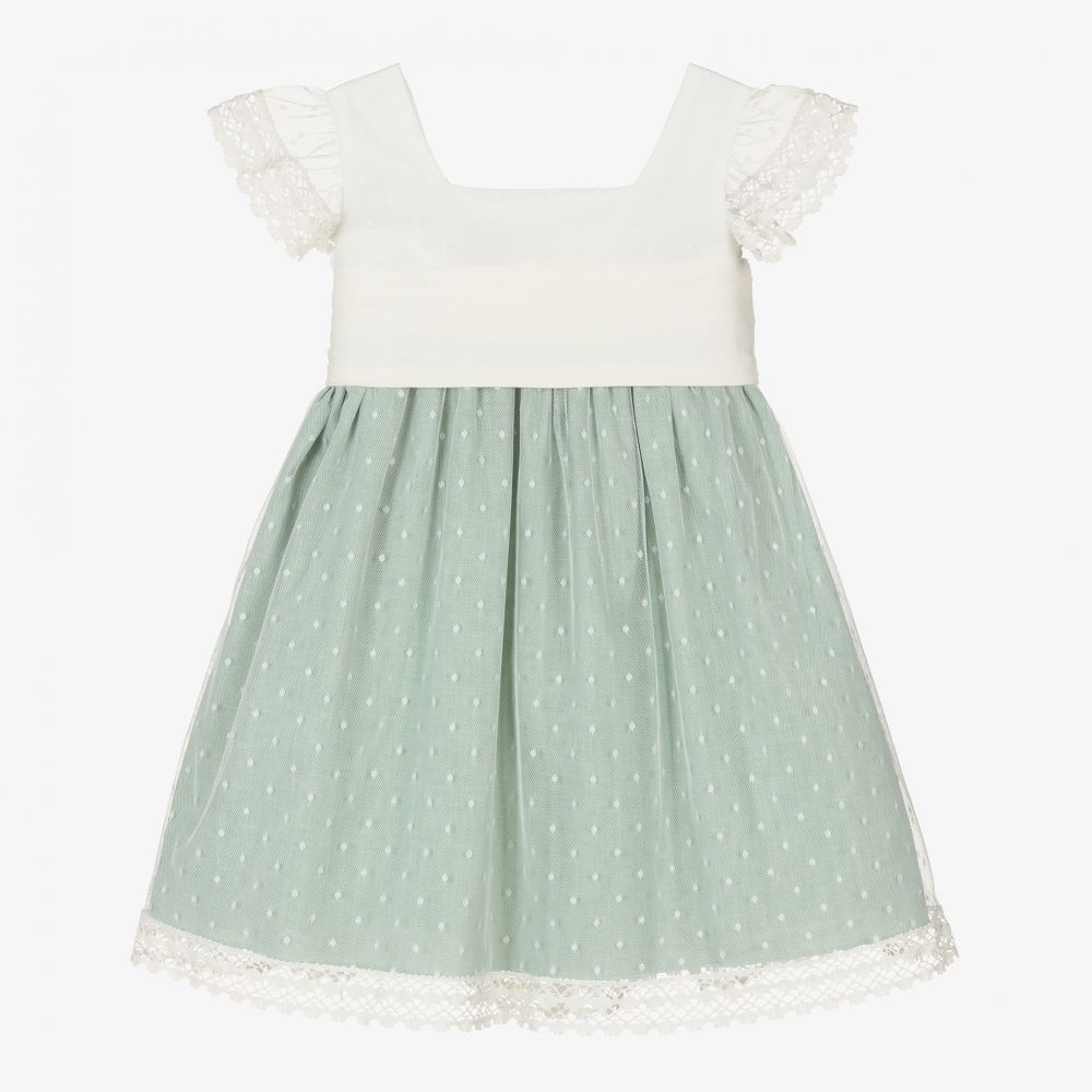 Paz Rodríguez - Girls Green & Ivory Dress | Childrensalon