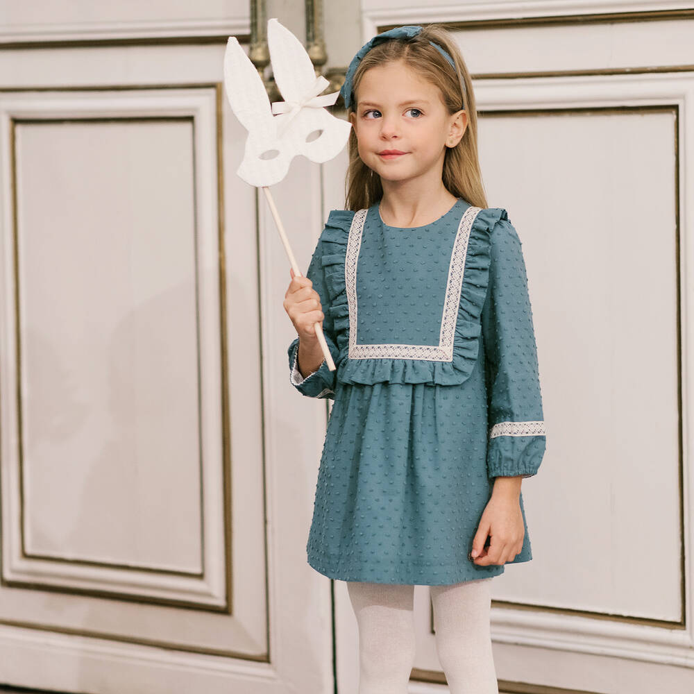 PAZ Rodríguez-Girls Green Plumeti & Lace Dress | Childrensalon Outlet