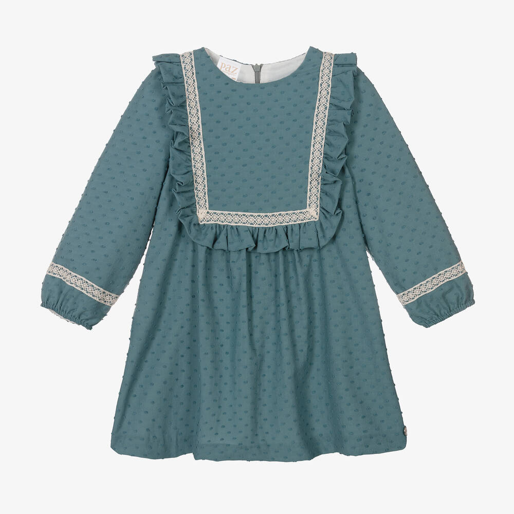 Paz Rodríguez - Girls Green Plumeti & Lace Dress | Childrensalon