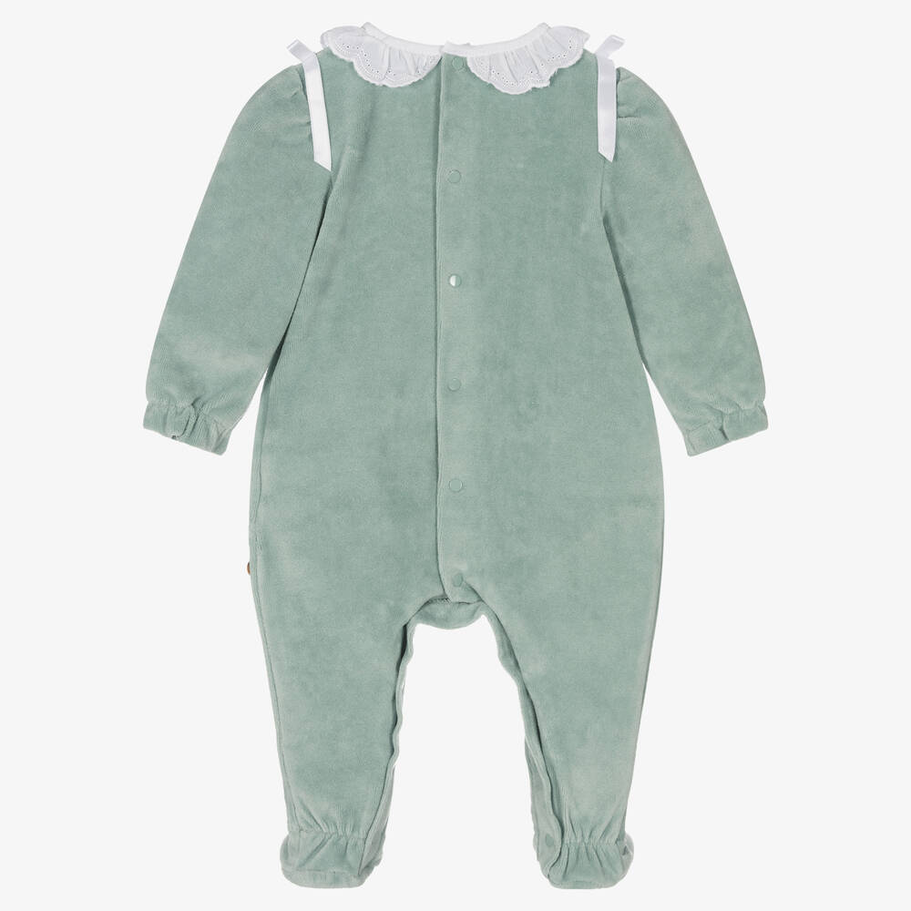 PAZ Rodríguez-Girls Green Velour Babygrow | Childrensalon Outlet