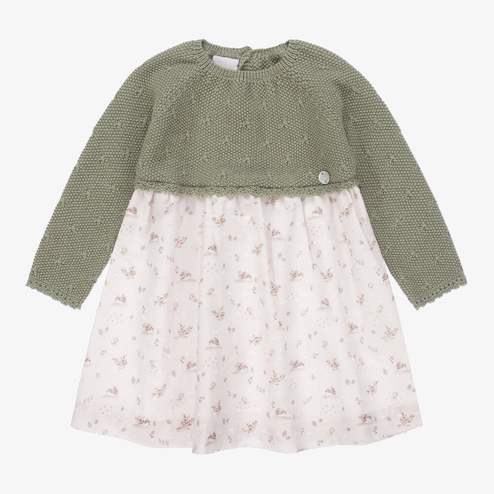 Paz Rodríguez - Girls Green Wool Knit Dress | Childrensalon