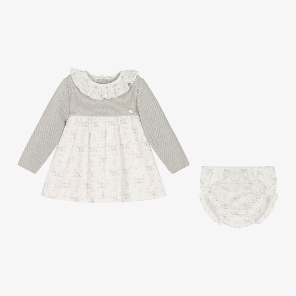 PAZ Rodríguez-Girls Grey and White Dress | Childrensalon Outlet