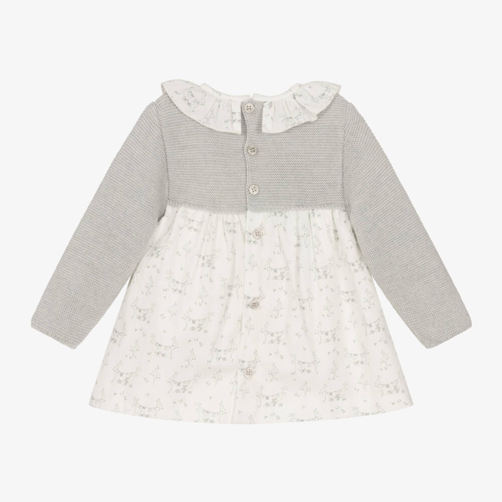 PAZ Rodríguez-Girls Grey and White Dress | Childrensalon Outlet