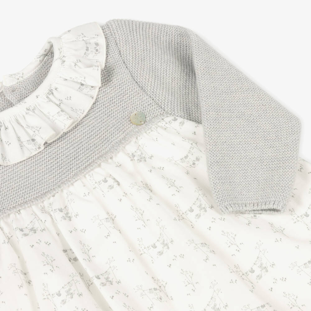 PAZ Rodríguez-Girls Grey and White Dress | Childrensalon Outlet