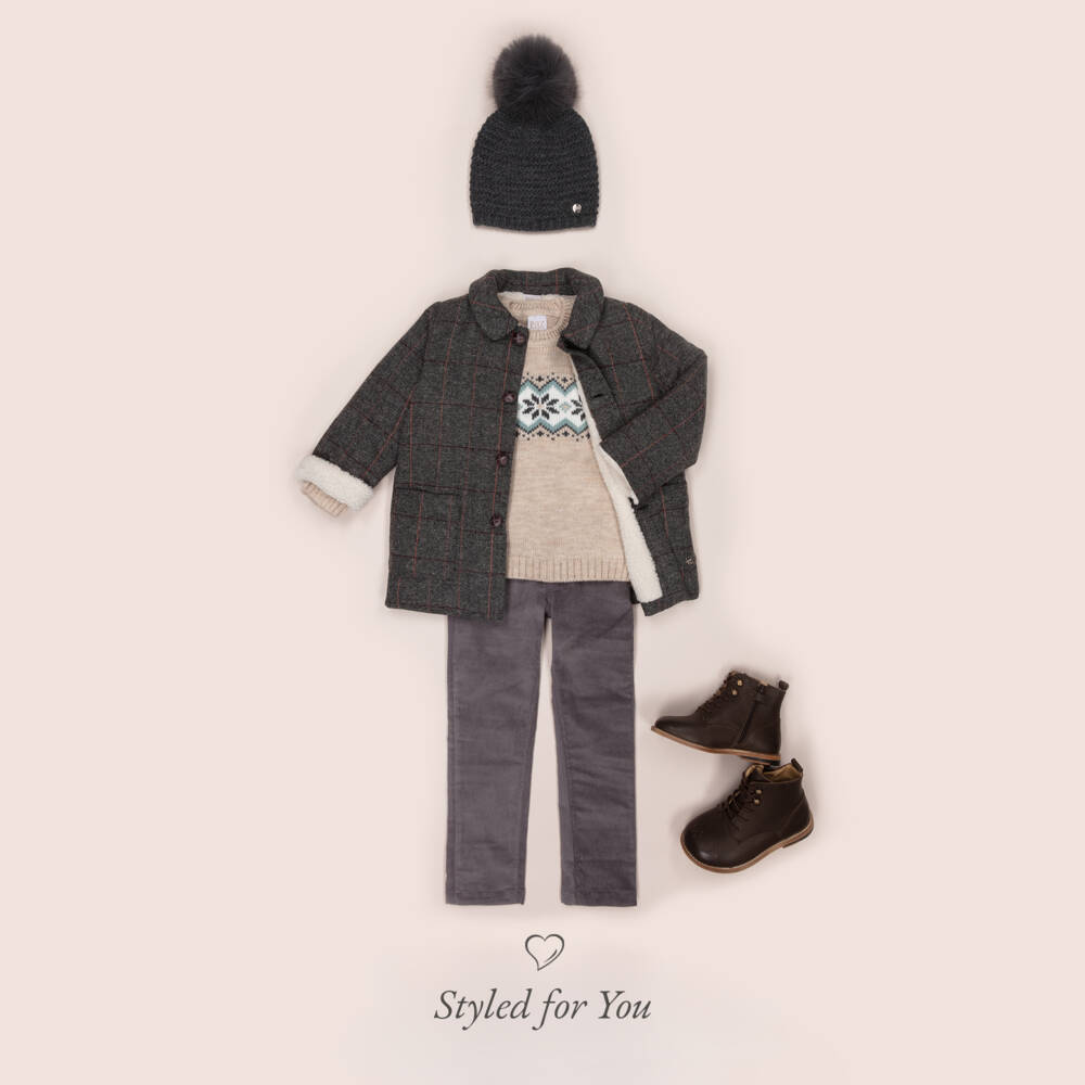 PAZ Rodríguez-Girls Grey Knitted Pom-Pom Hat | Childrensalon Outlet