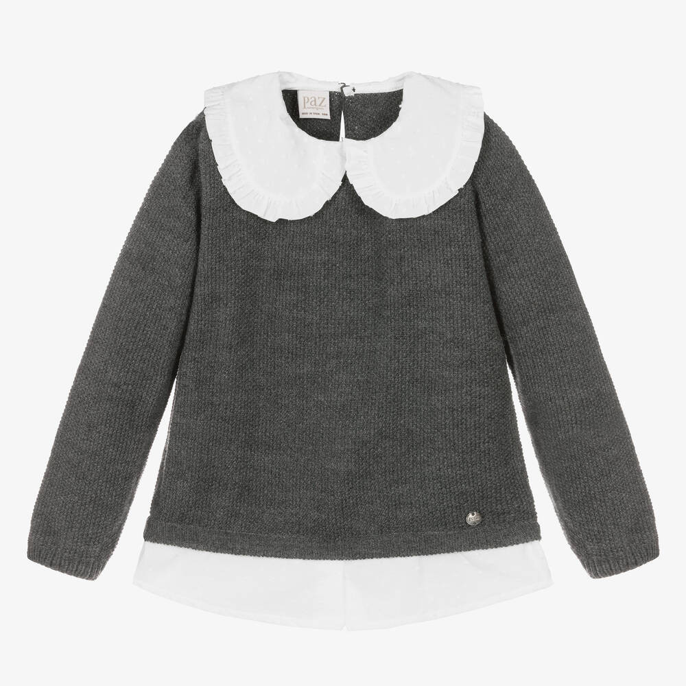 Paz Rodríguez - Girls Grey Knitted Sweater | Childrensalon