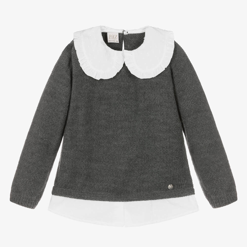 PAZ Rodríguez-Серый вязаный свитер для девочек | Childrensalon Outlet