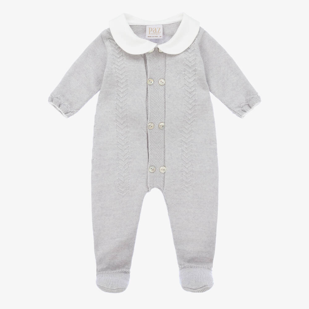 PAZ Rodríguez-Girls Grey Wool Knit Romper | Childrensalon Outlet