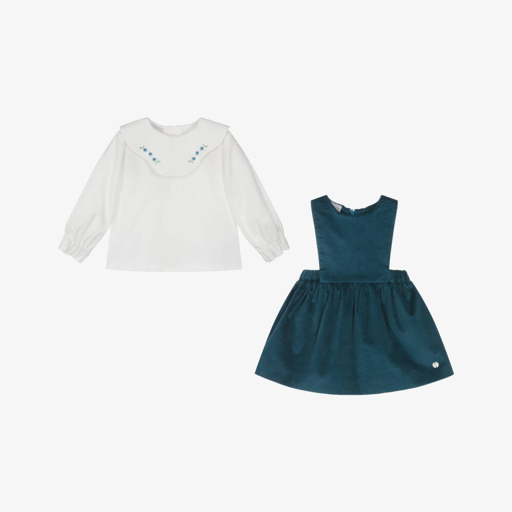 PAZ Rodríguez-فستان مخملي أزرق للبنات | Childrensalon Outlet