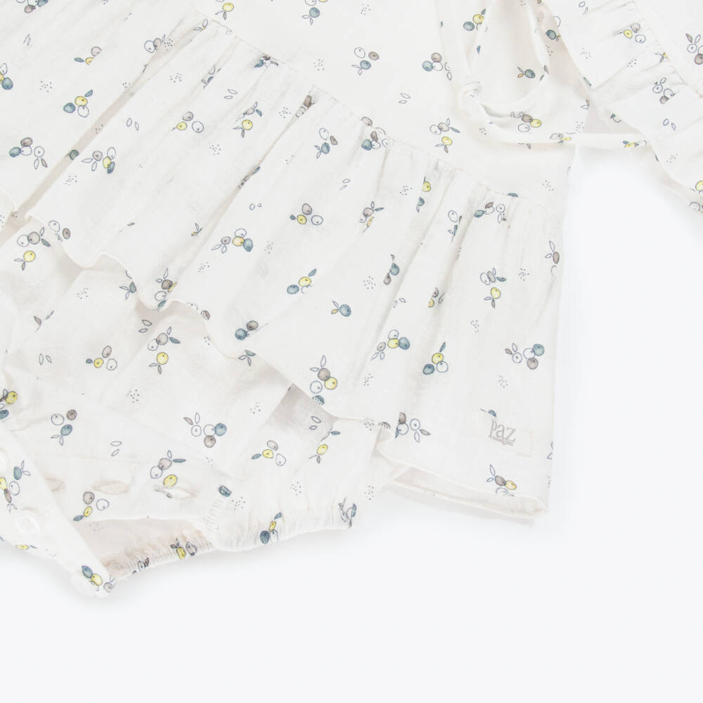 PAZ Rodríguez-طقم بناتي قصير من القطن العاجي مع قبعة شمس | Childrensalon Outlet