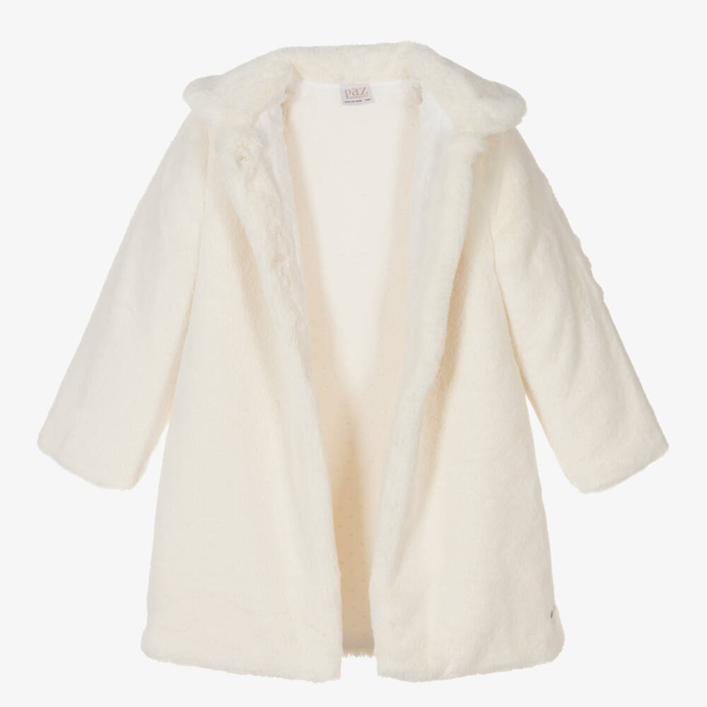 PAZ Rodríguez-Girls Ivory Faux Fur Coat | Childrensalon Outlet
