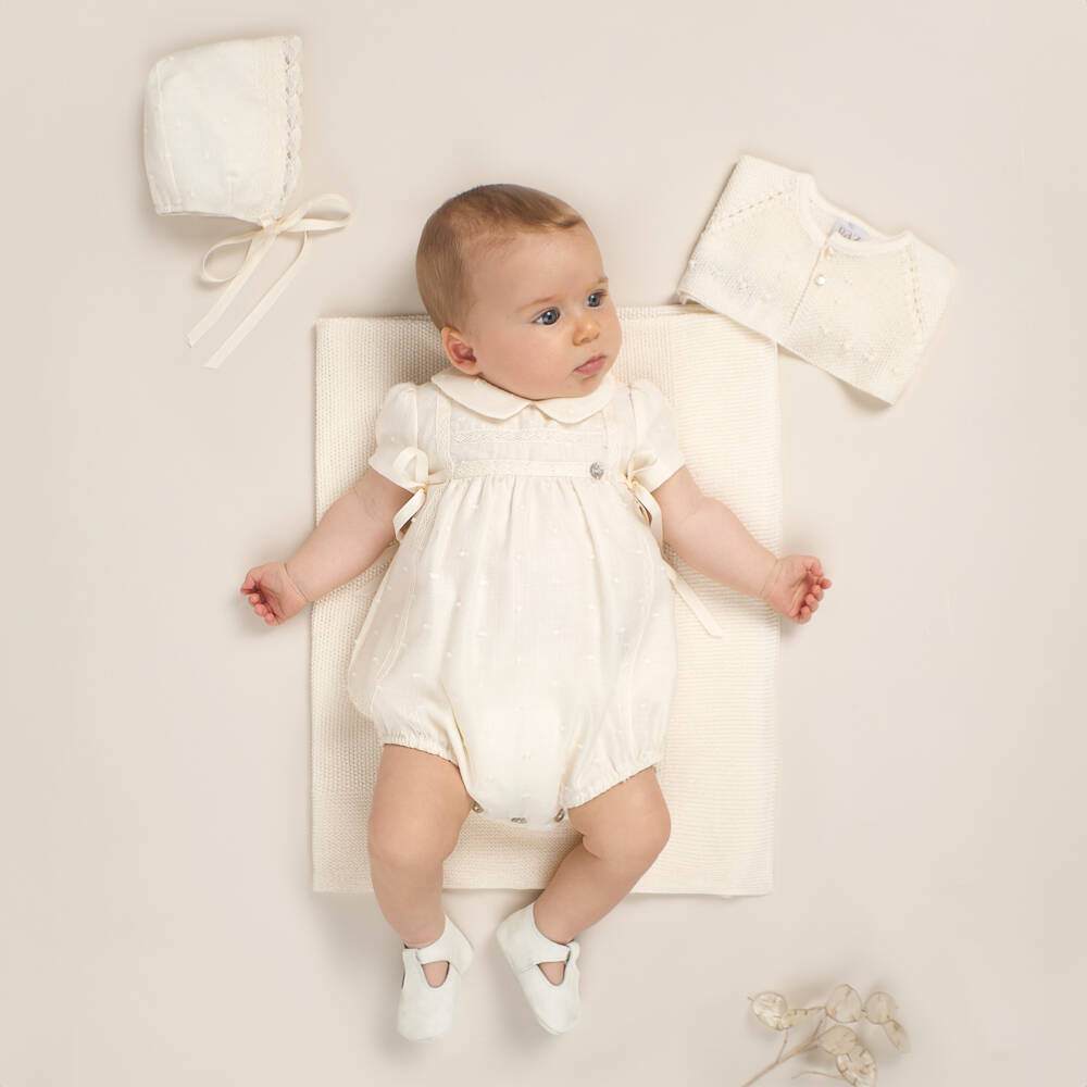 PAZ Rodríguez-Girls Ivory Lace Cotton Bonnet | Childrensalon Outlet
