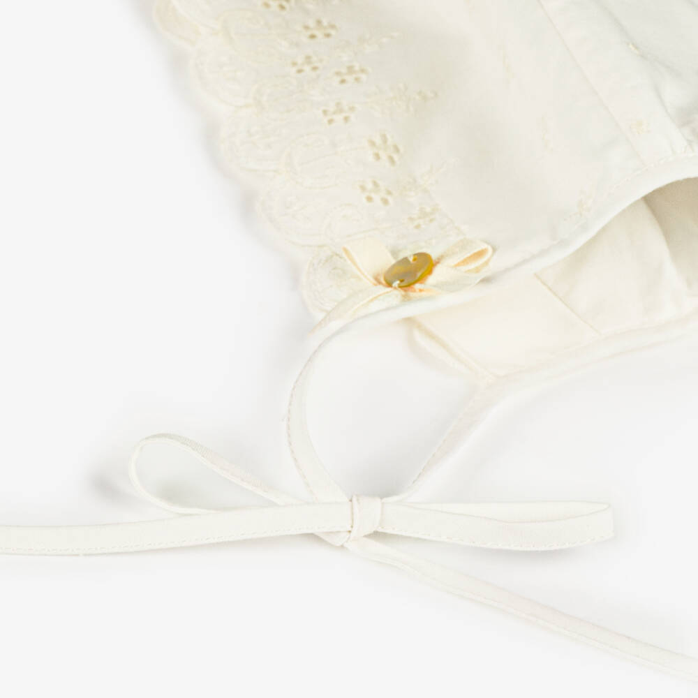 PAZ Rodríguez-Girls Ivory Lace Cotton Bonnet | Childrensalon Outlet