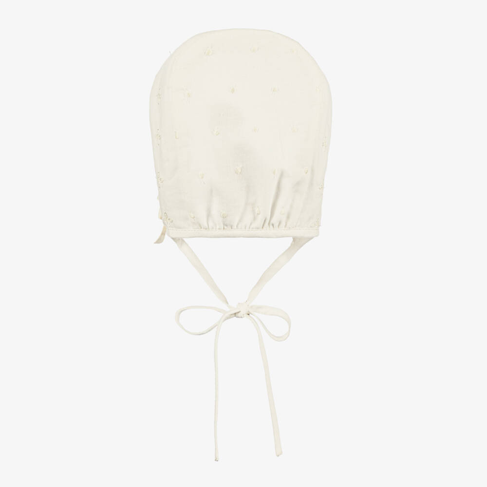PAZ Rodríguez-Girls Ivory Lace Cotton Bonnet | Childrensalon Outlet