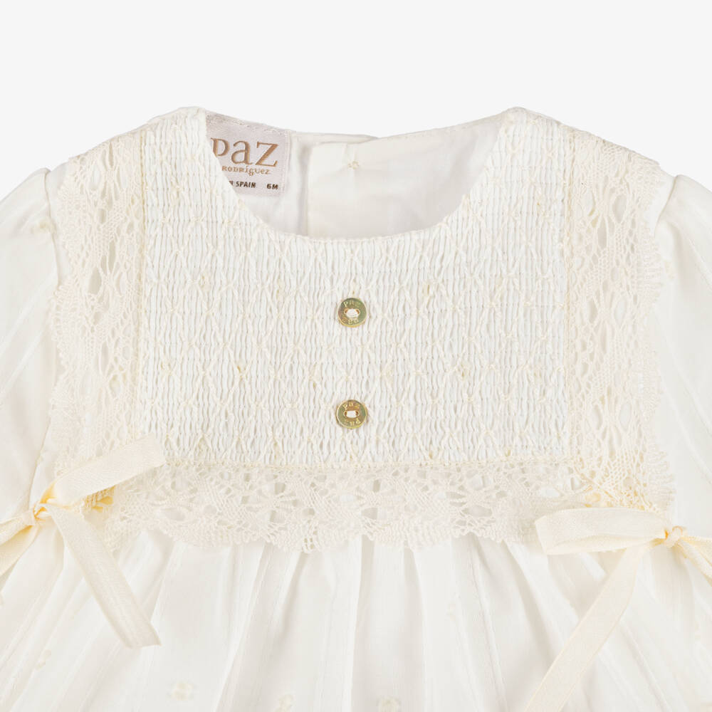 PAZ Rodríguez-طقم تبّان دانتيل لون عاجي للاطفال | Childrensalon Outlet