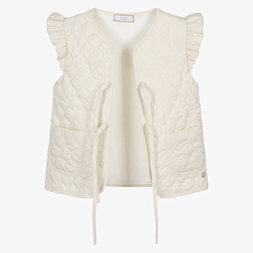 PAZ Rodríguez-Girls Ivory Quilted Gilet | Childrensalon Outlet