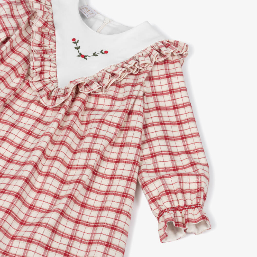PAZ Rodríguez-Girls Ivory & Red Check Cotton Dress | Childrensalon Outlet
