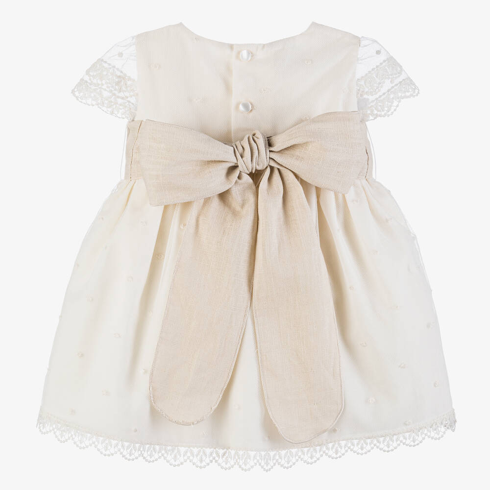 PAZ Rodríguez-Girls Ivory Tulle & Cotton Dress | Childrensalon Outlet