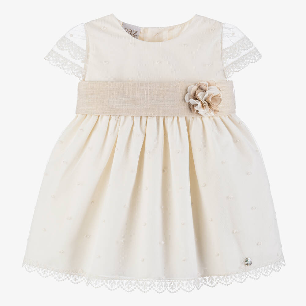 PAZ Rodríguez-Girls Ivory Tulle & Cotton Dress | Childrensalon Outlet