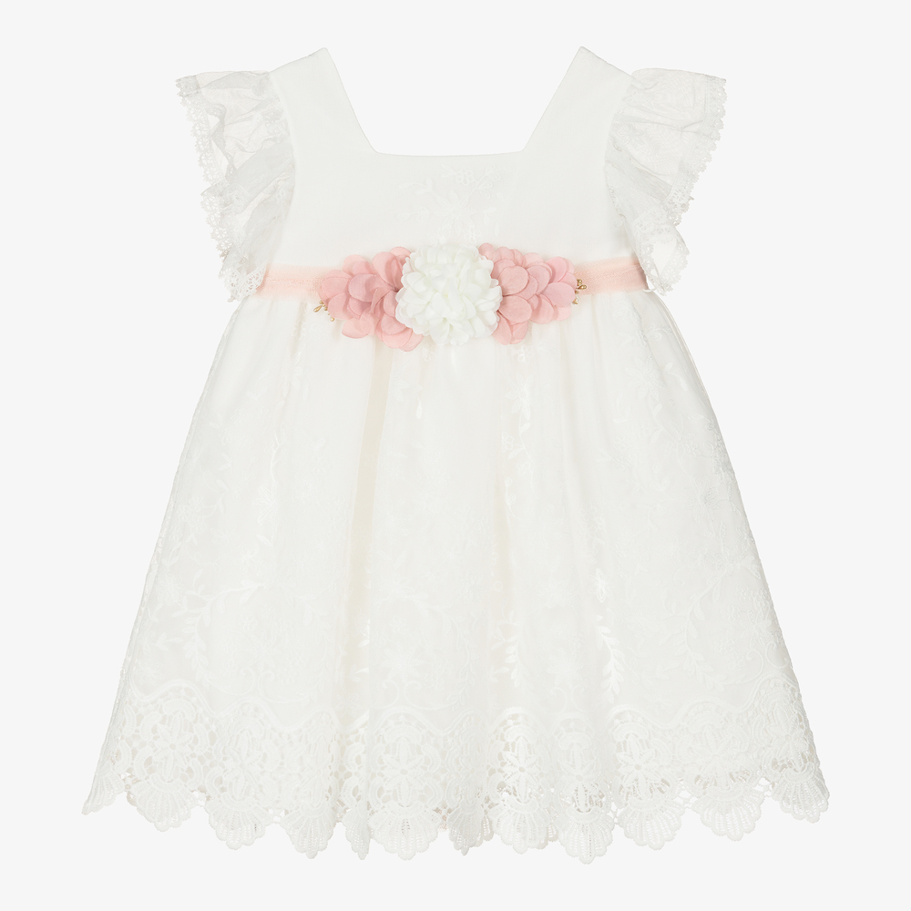 Paz Rodríguez - Girls Ivory Tulle Flower Dress | Childrensalon