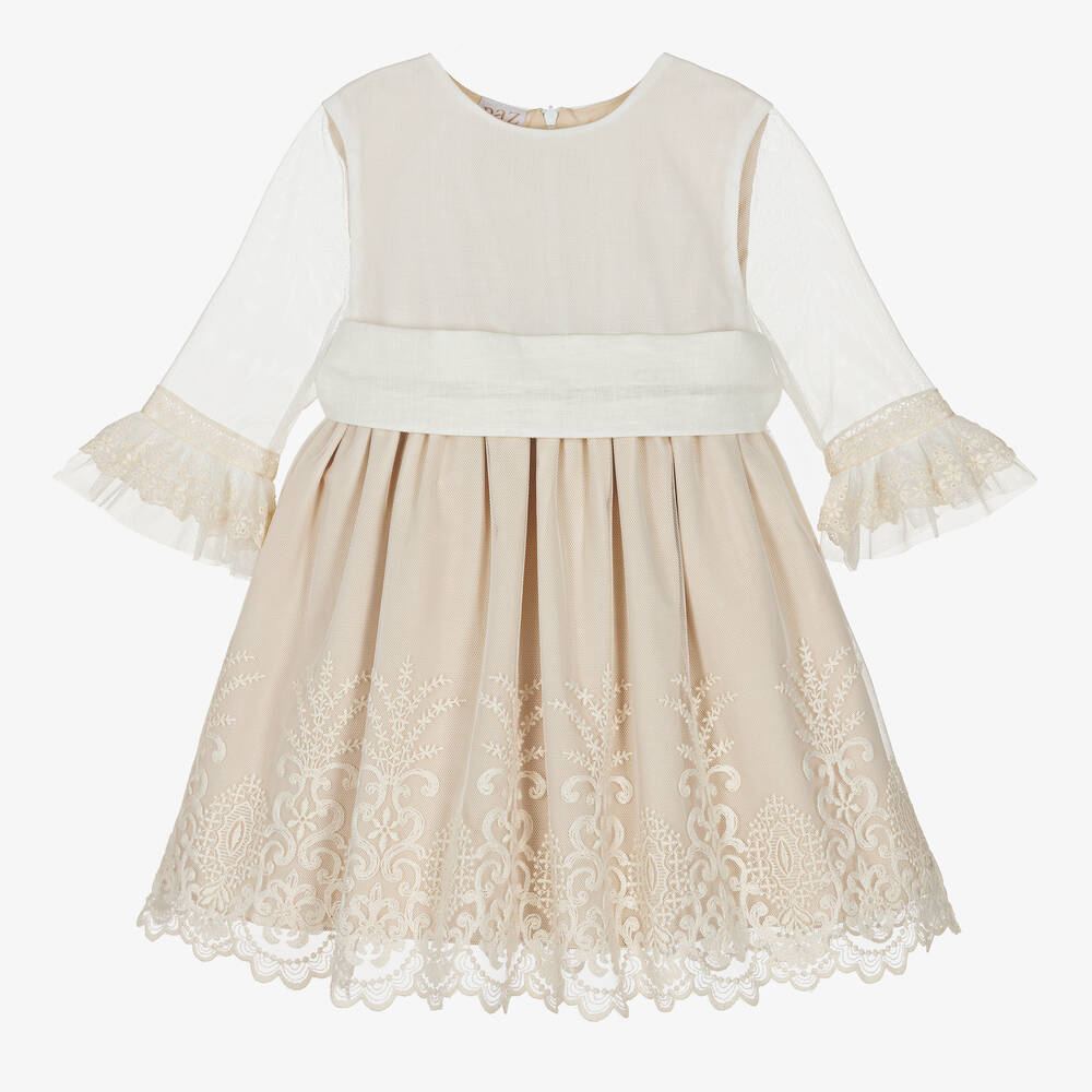 Paz Rodríguez - Girls Ivory Tulle & Lace Dress  | Childrensalon