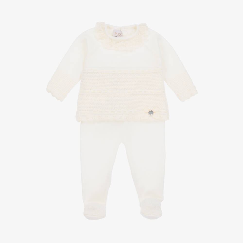 PAZ Rodríguez-Girls Ivory Wool Knit Two-Piece | Childrensalon Outlet