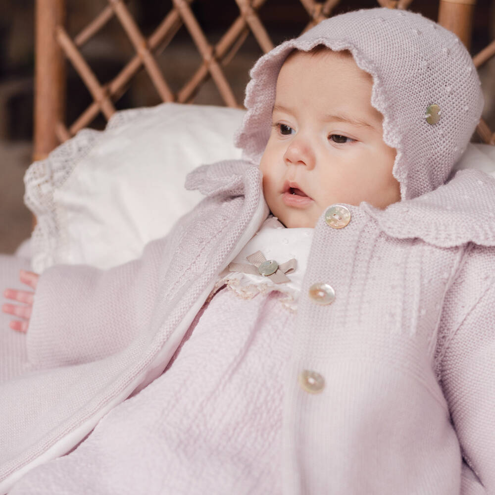 PAZ Rodríguez-Girls Mauve Pink Knit Padded Coat | Childrensalon Outlet