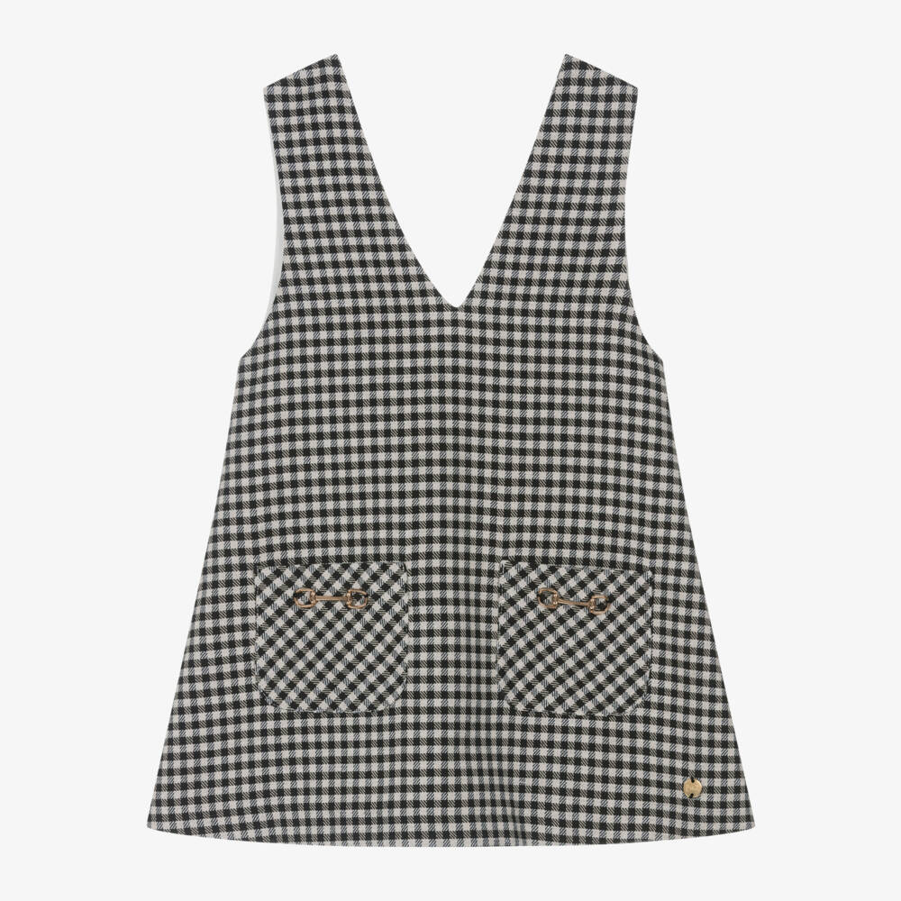 PAZ Rodríguez-Girls Monochrome Check Pinafore Dress | Childrensalon Outlet