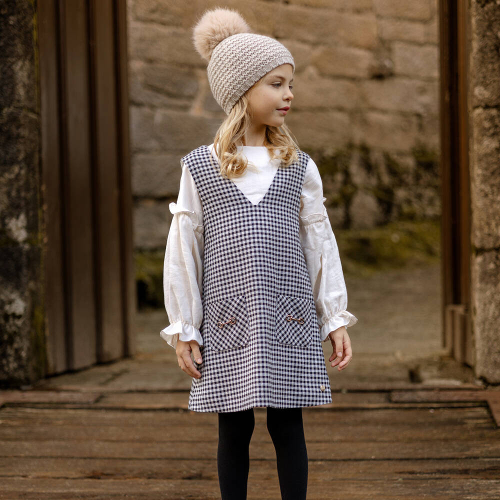 PAZ Rodríguez-Черно-белый сарафан в клетку для девочек | Childrensalon Outlet