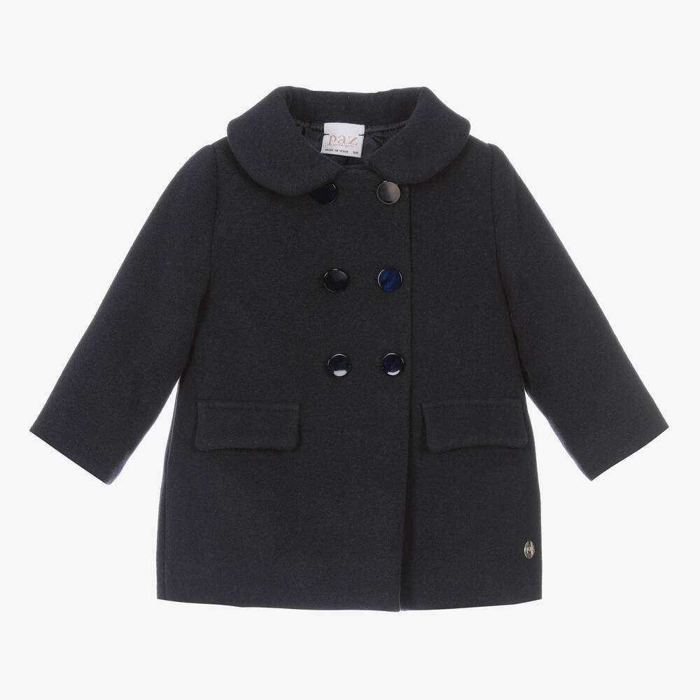 Paz Rodríguez - Girls Navy Blue Felted Coat | Childrensalon