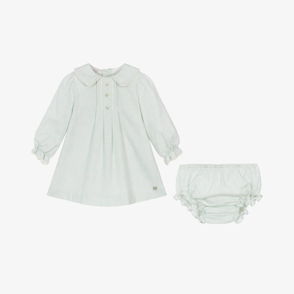 PAZ Rodríguez-فستان كاروهات قطن لون أخضر | Childrensalon Outlet