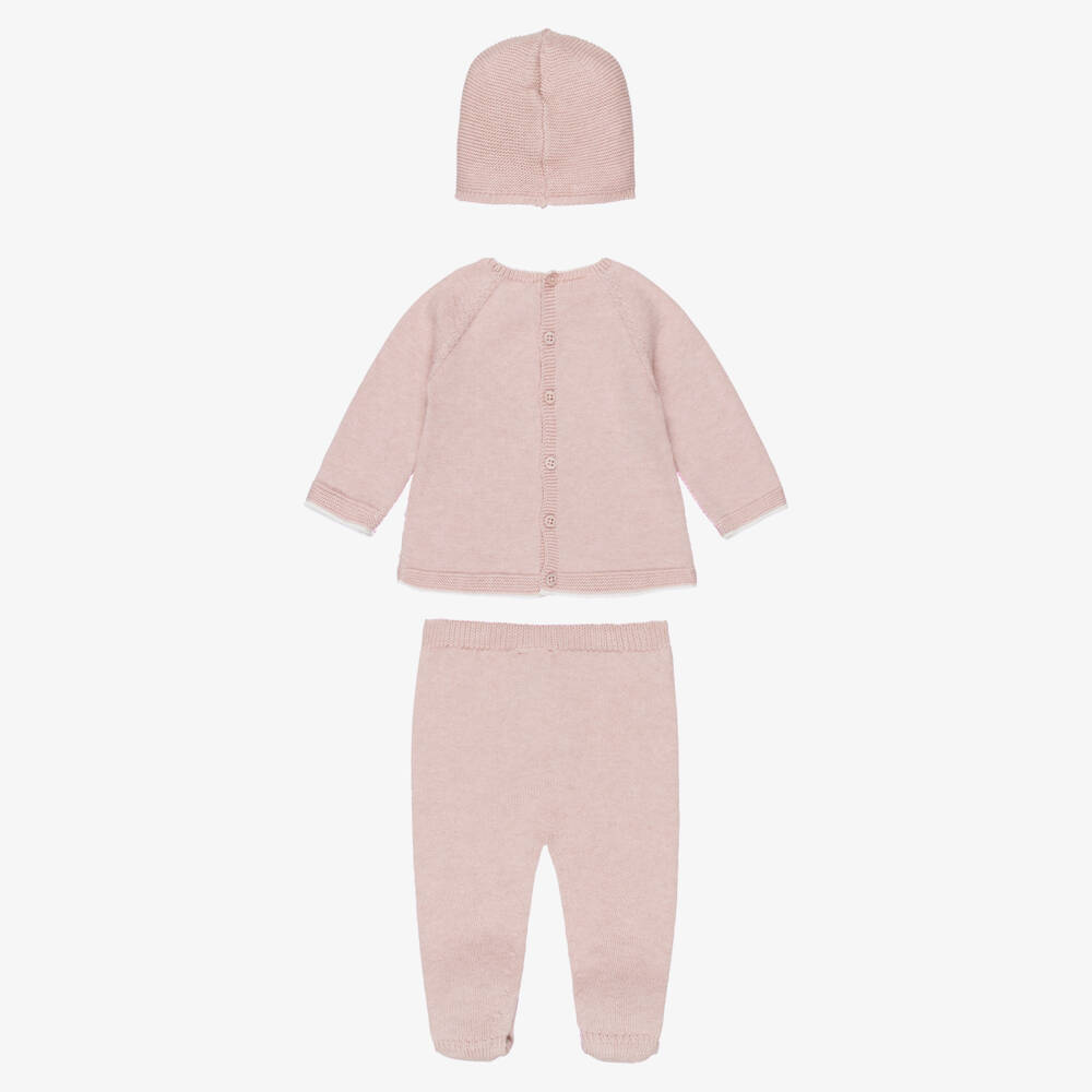 PAZ Rodríguez-Girls Pale Pink Cotton & Cashmere Knitted Babysuit Set | Childrensalon Outlet