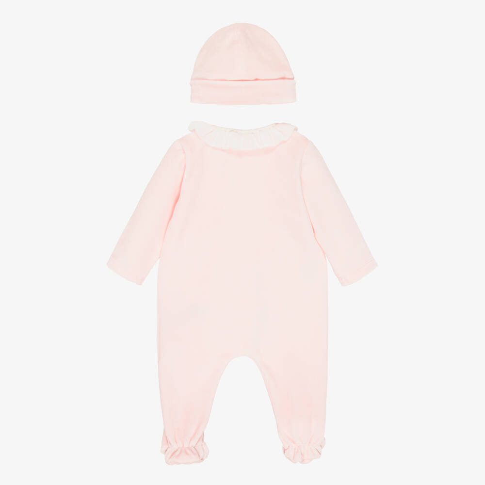 PAZ Rodríguez-Girls Pale Pink Velour Babygrow Gift Set | Childrensalon Outlet
