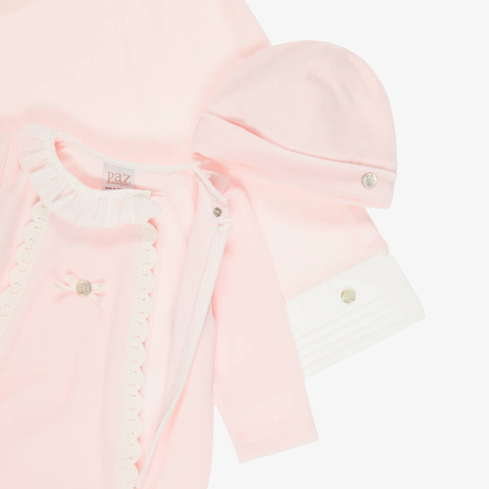 PAZ Rodríguez-Girls Pale Pink Velour Babygrow Gift Set | Childrensalon Outlet