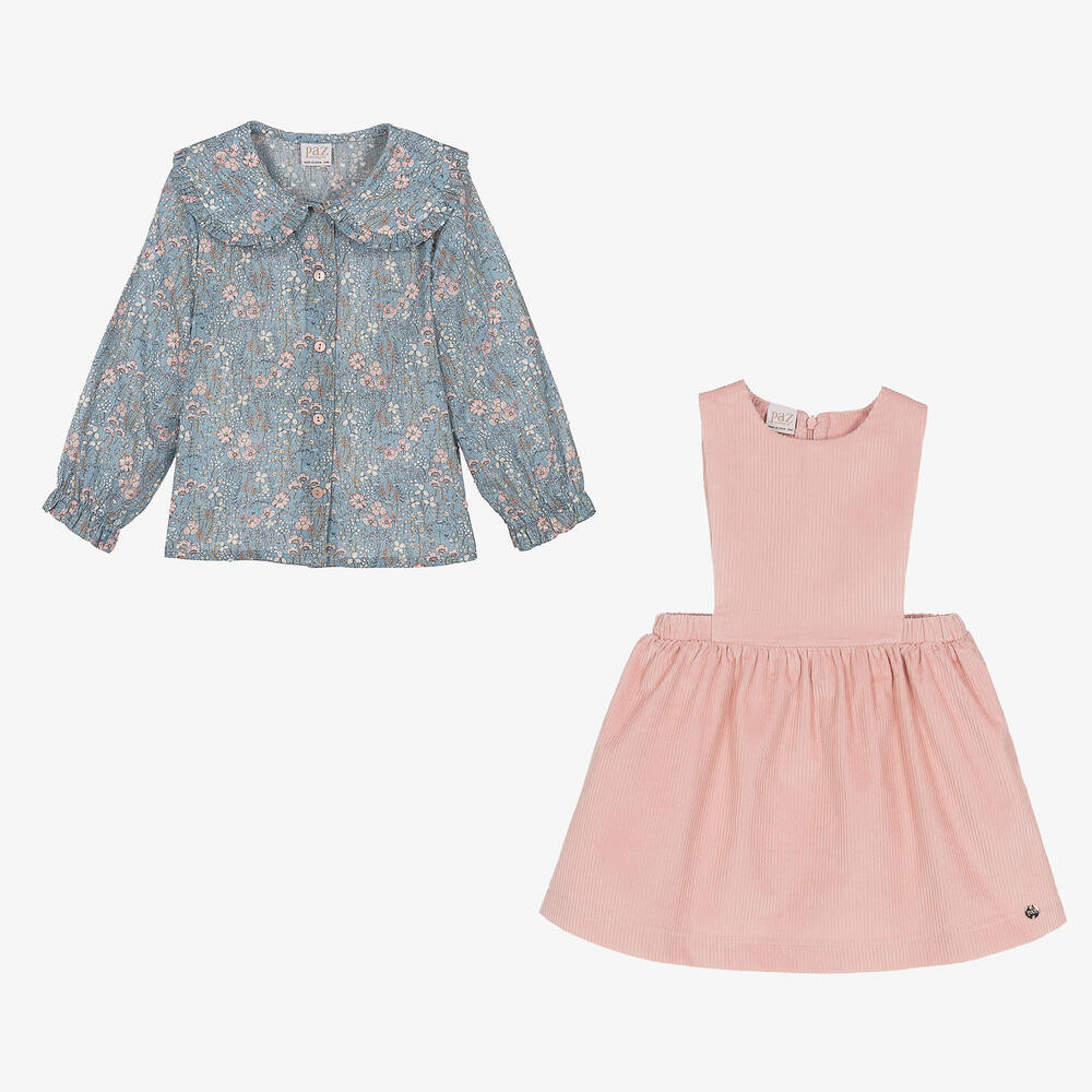 PAZ Rodríguez-Girls Pink & Blue Cotton Dress Set | Childrensalon Outlet