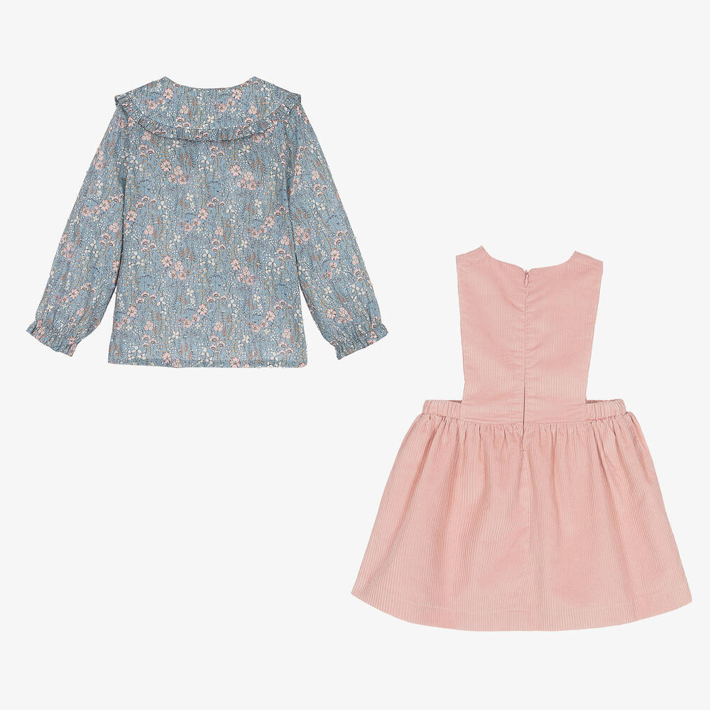 PAZ Rodríguez-Girls Pink & Blue Cotton Dress Set | Childrensalon Outlet