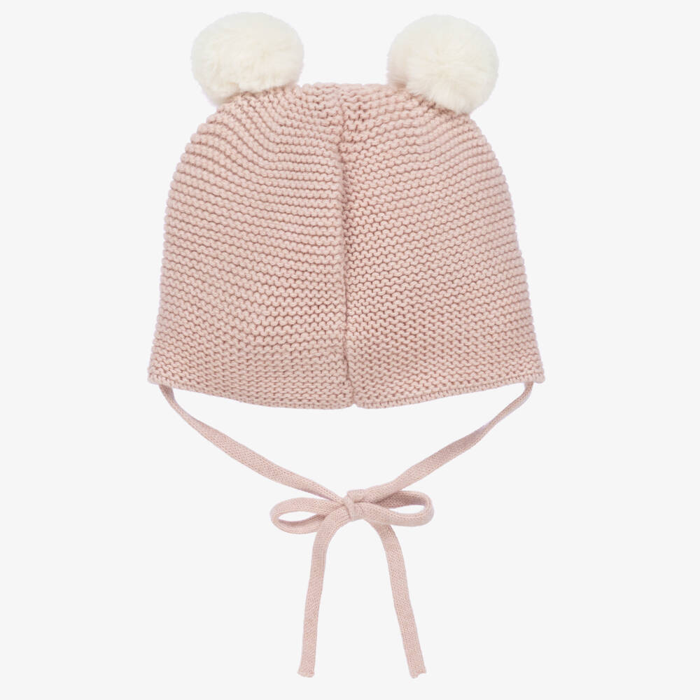 PAZ Rodríguez-Girls Pink Cotton & Cashmere Knit Pom-Pom Hat | Childrensalon Outlet