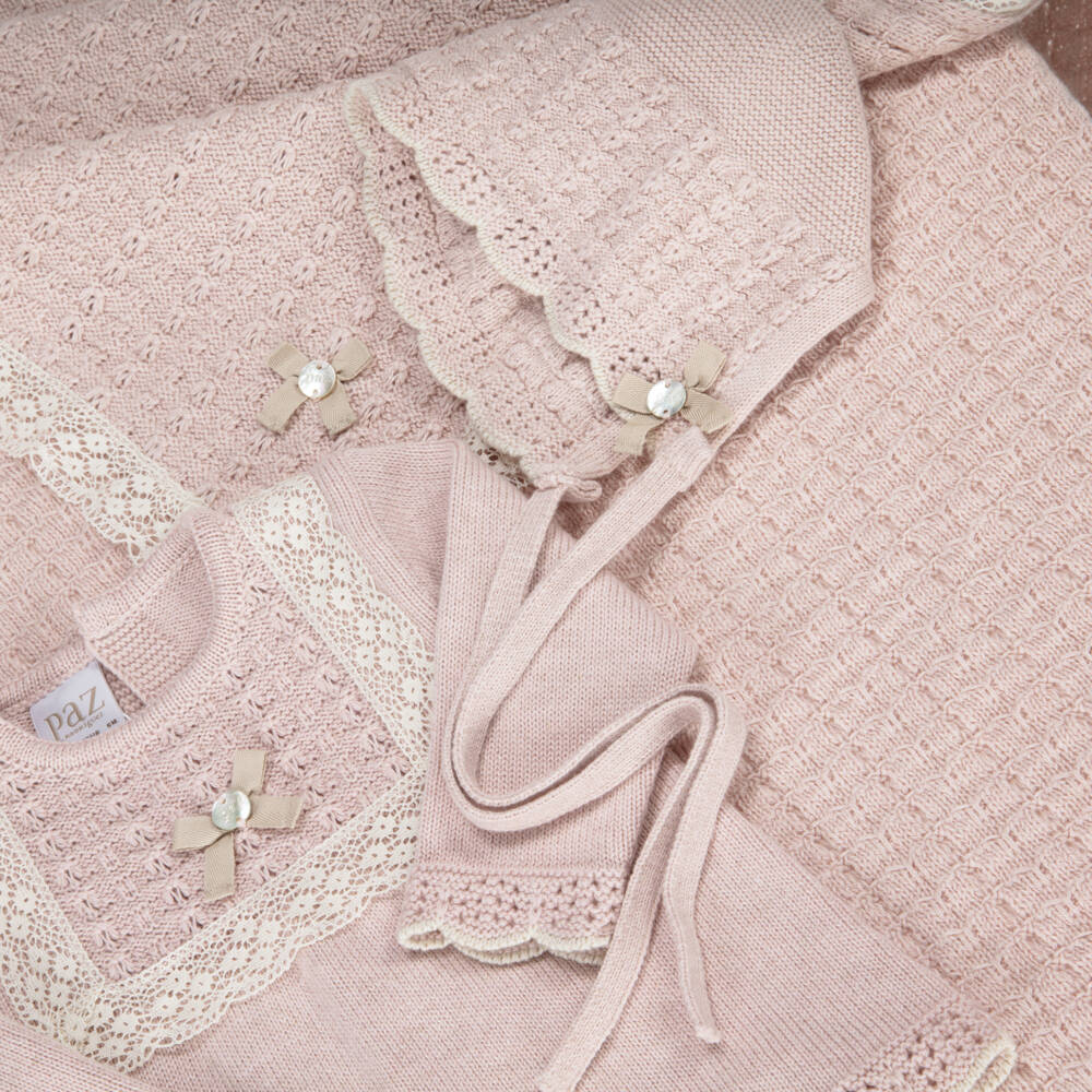 PAZ Rodríguez-Girls Pink Cotton & Cashmere Knitted Babysuit Set | Childrensalon Outlet