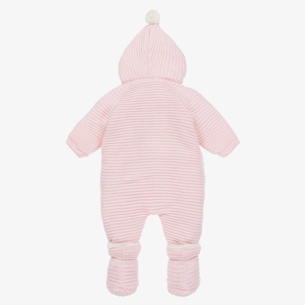 PAZ Rodríguez-Girls Pink Cotton Knit Pramsuit & Booties | Childrensalon Outlet