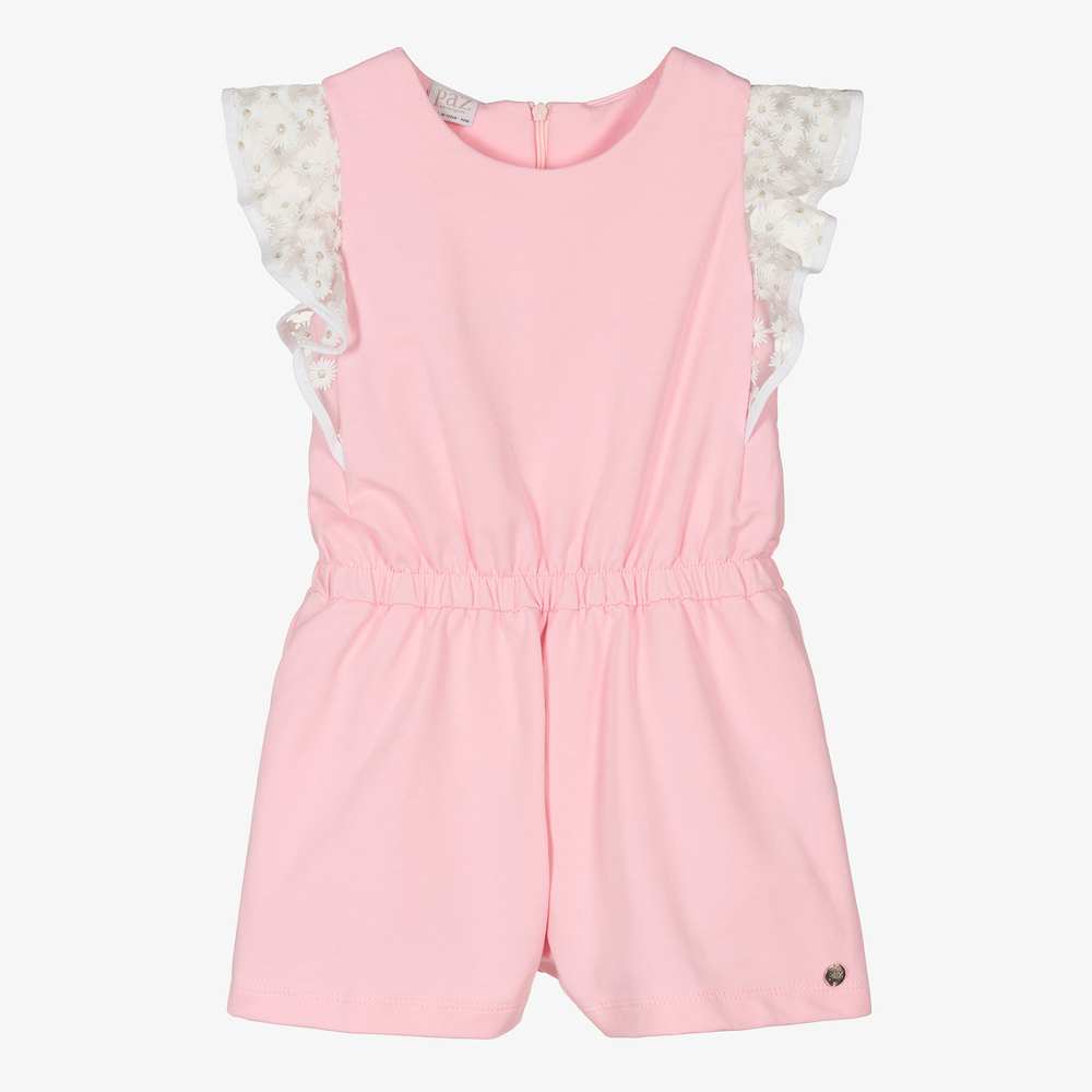 PAZ Rodríguez-Розовый хлопковый комбинезон для девочек | Childrensalon Outlet