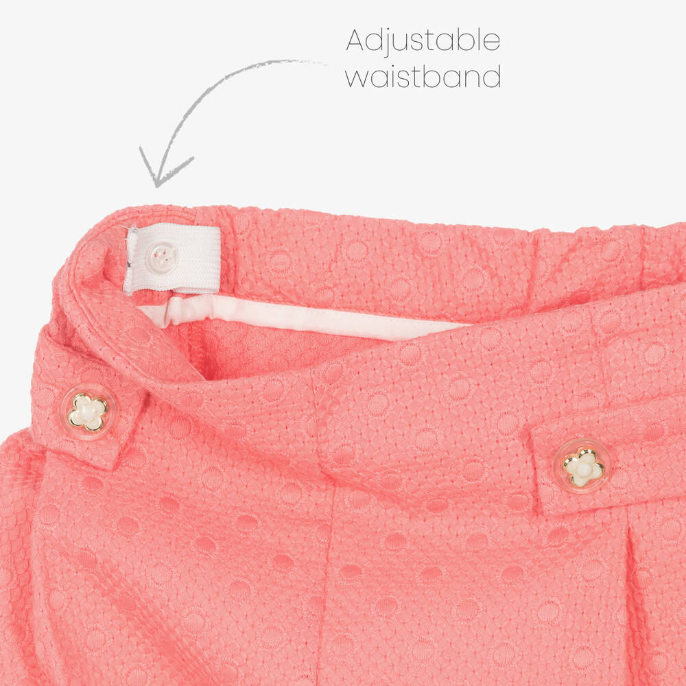 PAZ Rodríguez-شورت قطن مطرز لون زهري مرجاني للبنات | Childrensalon Outlet