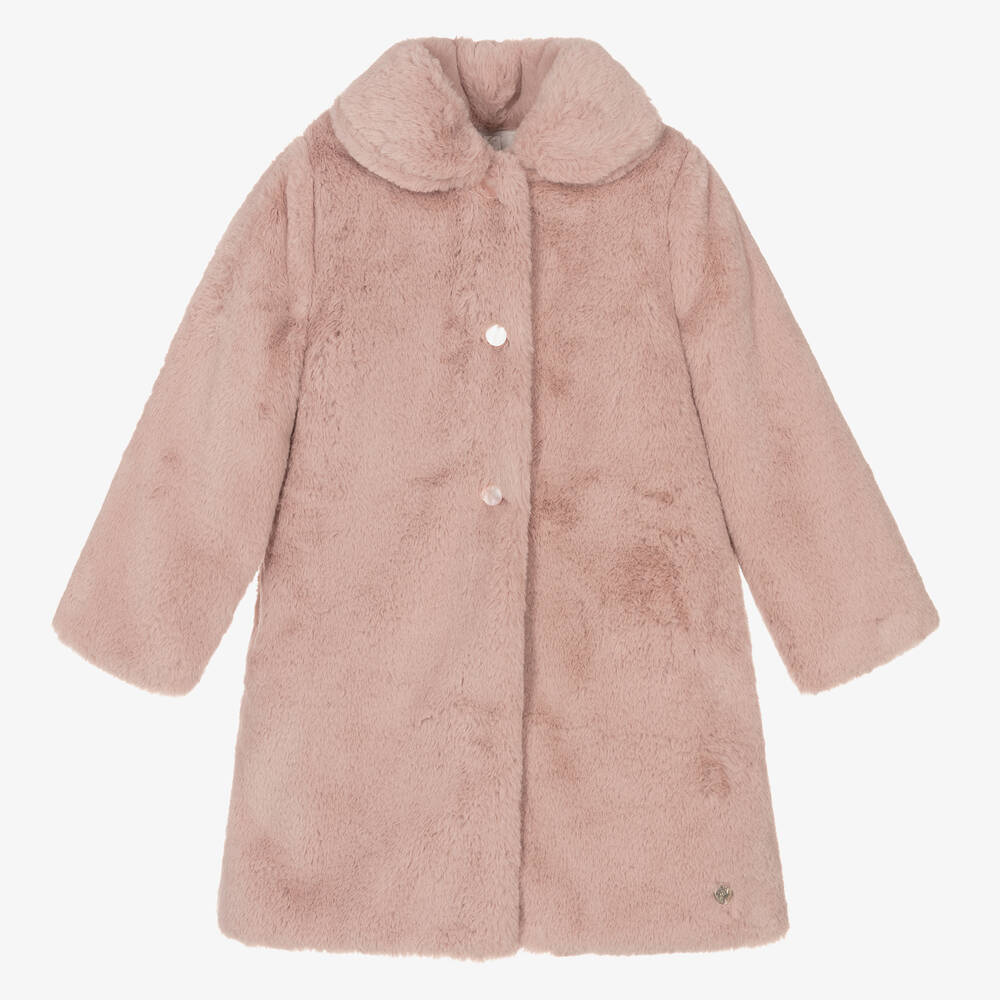 Paz Rodríguez - Girls Pink Faux Fur Coat | Childrensalon