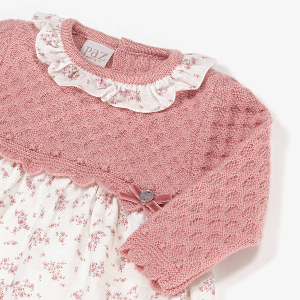 PAZ Rodríguez-Girls Pink Floral Wool Dress Set | Childrensalon Outlet
