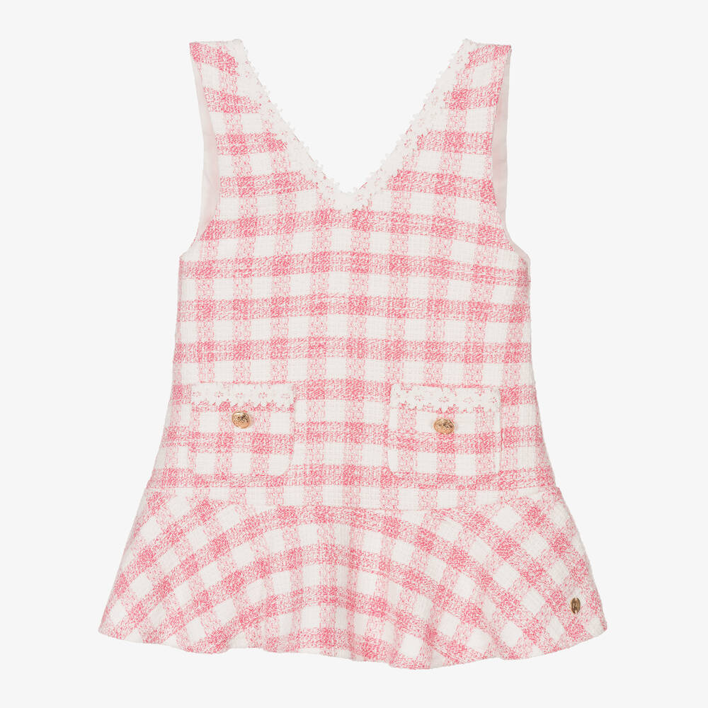 Paz Rodríguez - Girls Pink Gingham Tweed Dress | Childrensalon